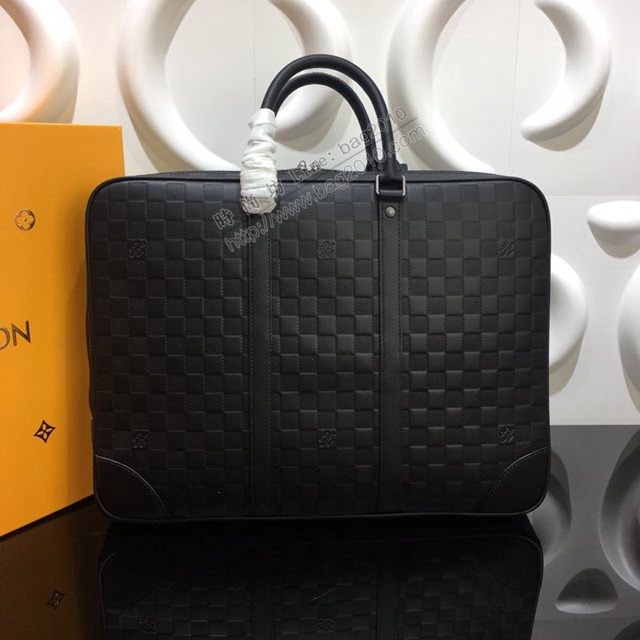 lv新款包包 路易威登Porte-Documents Voyage公事包 Damier Infini皮革 lv時尚商務男士公事包 N41146  ydh3892